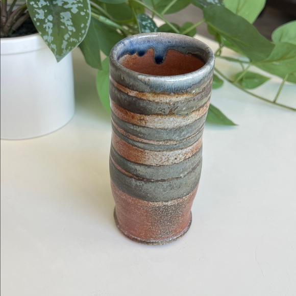 Handmade Studio Pottery Cylindrical Vase Decor - Picture 8 of 13